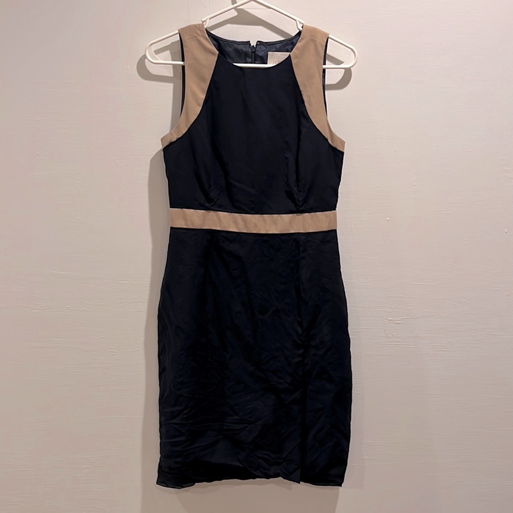 J. Crew navy and taupe wool dress